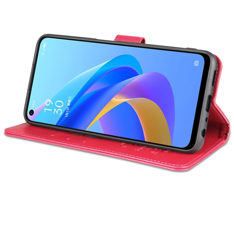 For OPPO A57 5G/Realme Q5i/Realme V23 AZNS Sheepskin Texture Flip Leather Phone Case(Red)