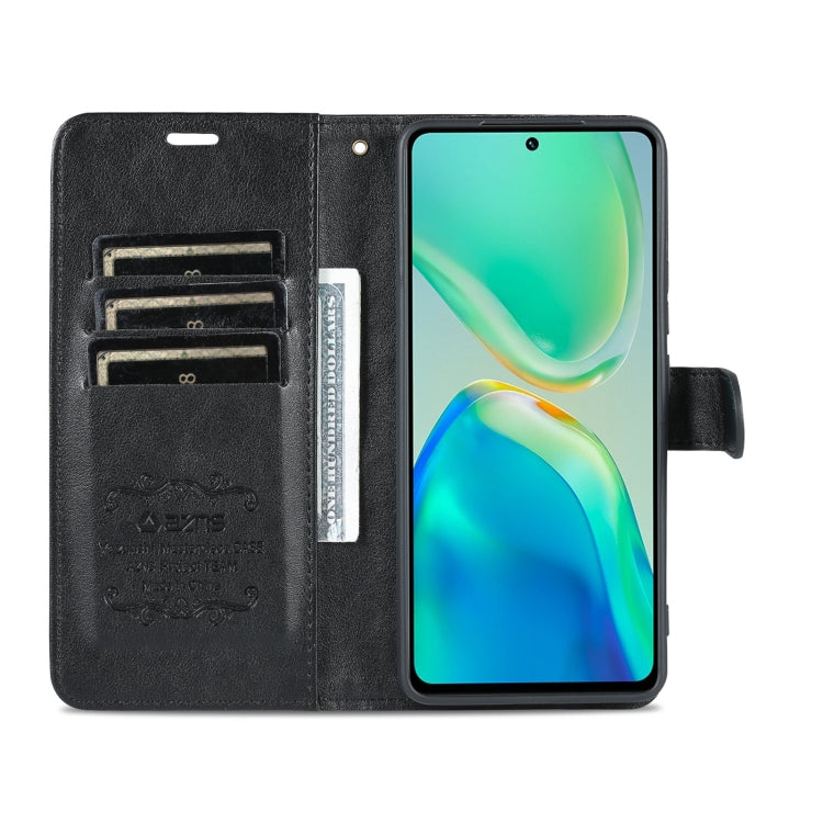For vivo S15 AZNS Sheepskin Texture Flip Leather Phone Case(Black)
