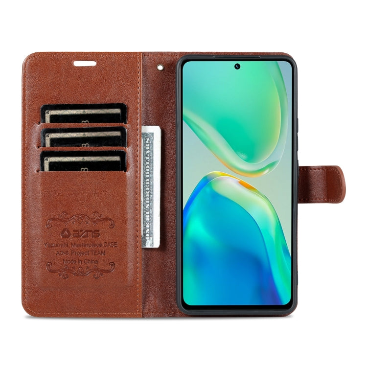 For vivo S15 AZNS Sheepskin Texture Flip Leather Phone Case(Brown)