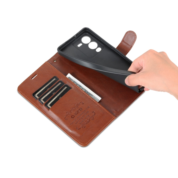 For vivo S15 AZNS Sheepskin Texture Flip Leather Phone Case(Brown)