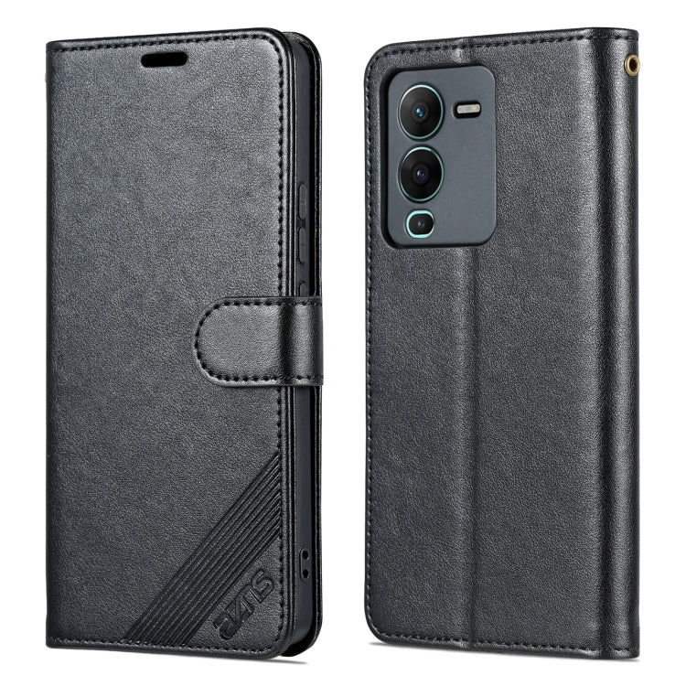 For vivo S15 Pro AZNS Sheepskin Texture Flip Leather Phone Case(Black)