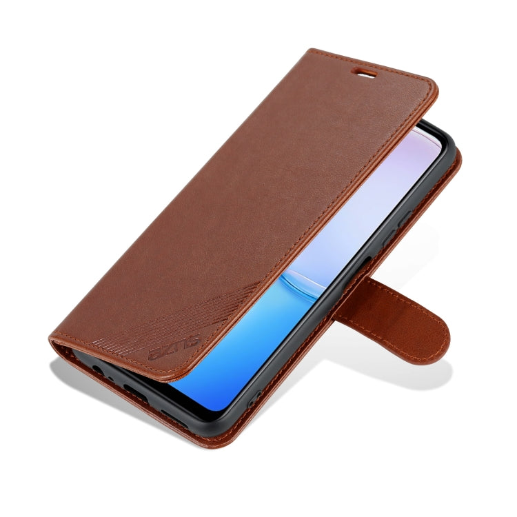 For Huawei Maimang 11 AZNS Sheepskin Texture Flip Leather Phone Case(Brown)
