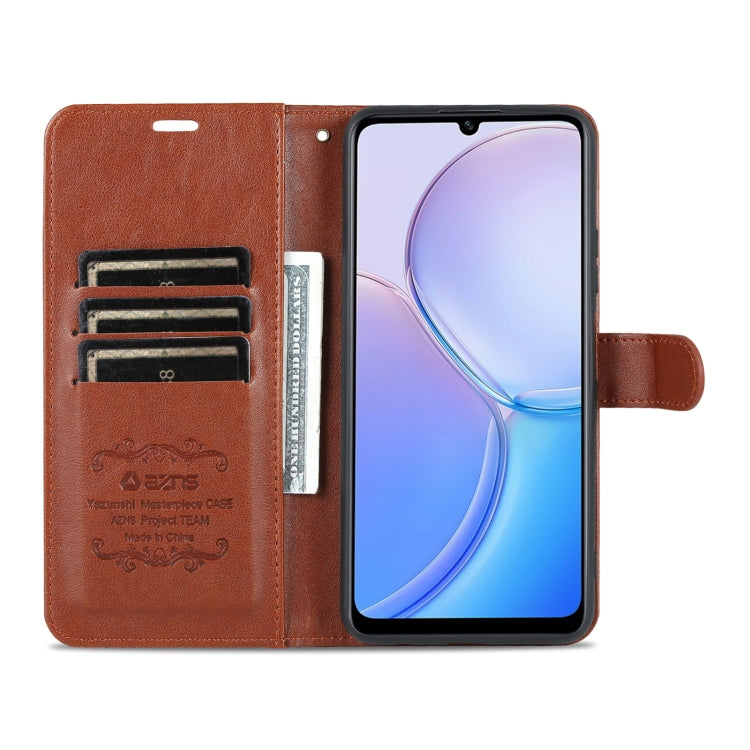 For Huawei Maimang 11 AZNS Sheepskin Texture Flip Leather Phone Case(Brown)
