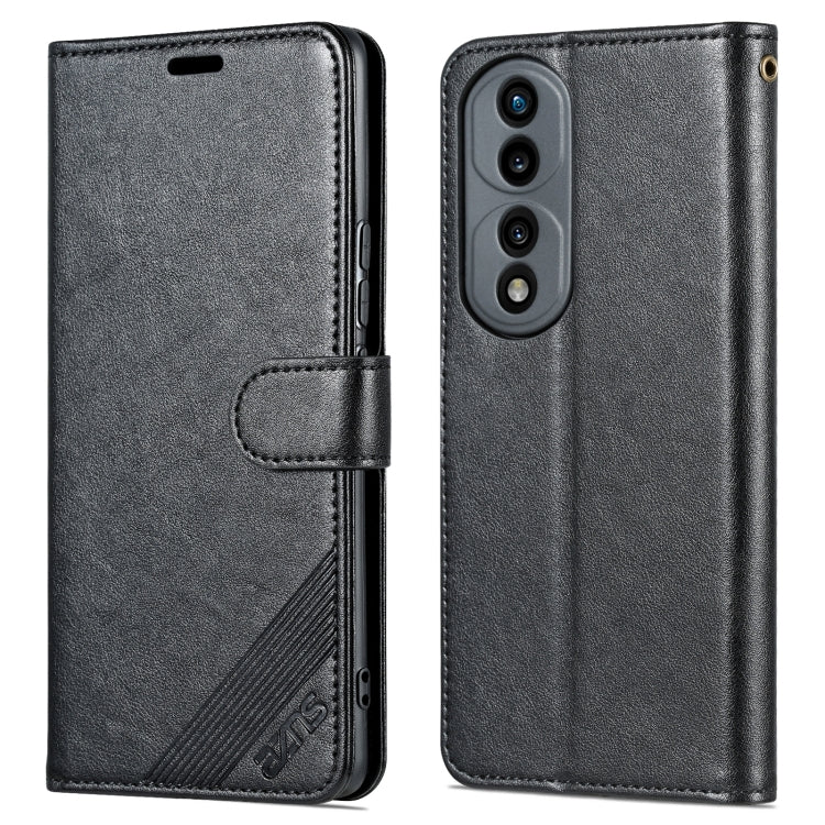 For Honor 70 AZNS Sheepskin Texture Flip Leather Phone Case(Black)