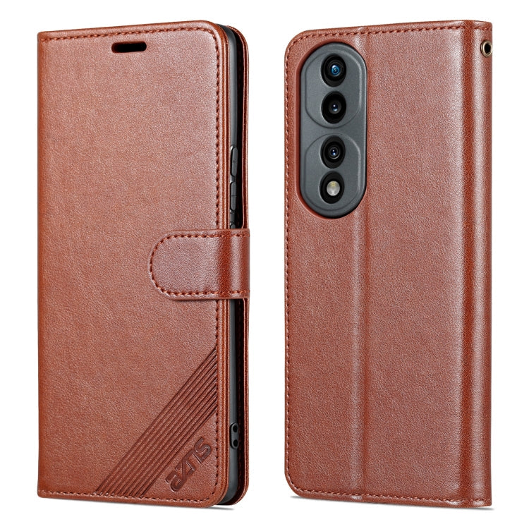 For Honor 70 Pro AZNS Sheepskin Texture Flip Leather Phone Case(Brown)