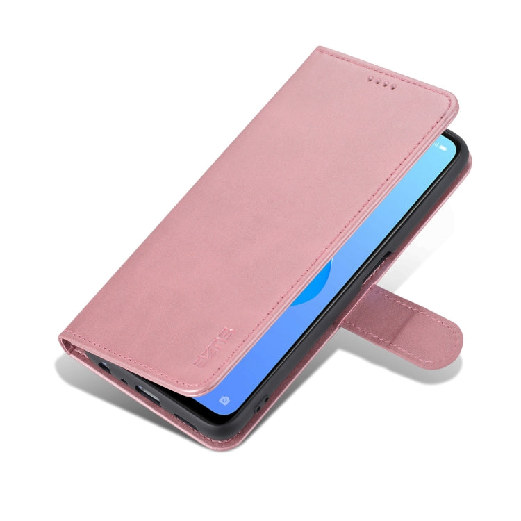 For OPPO A57 5G/Realme Q5i/Realme V23 AZNS Skin Feel Calf Texture Flip Leather Phone Case(Rose Gold)