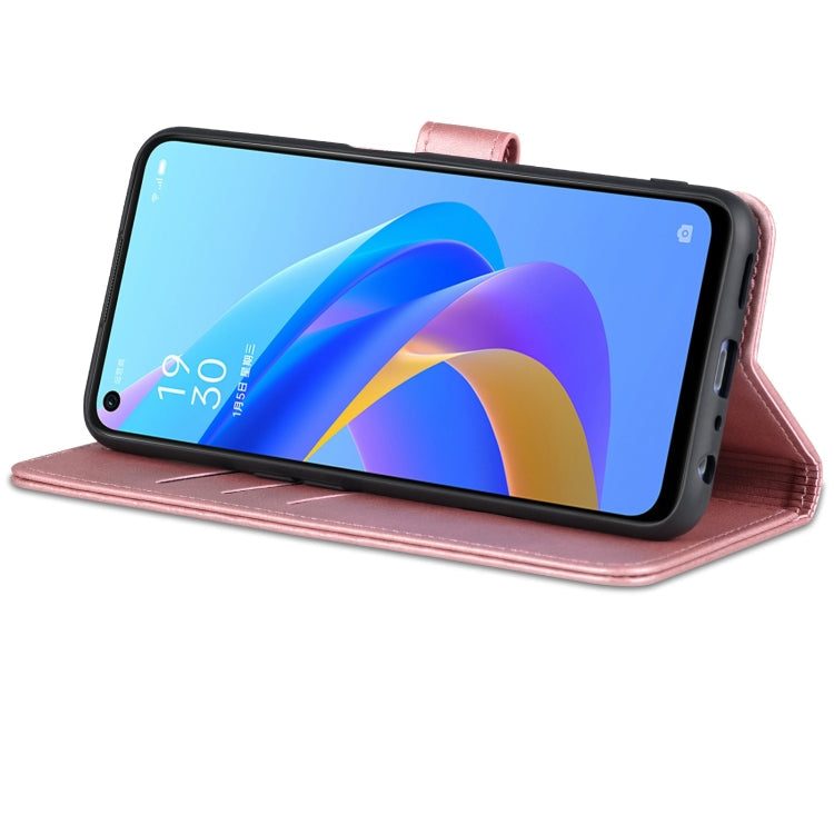 For OPPO A57 5G/Realme Q5i/Realme V23 AZNS Skin Feel Calf Texture Flip Leather Phone Case(Rose Gold)