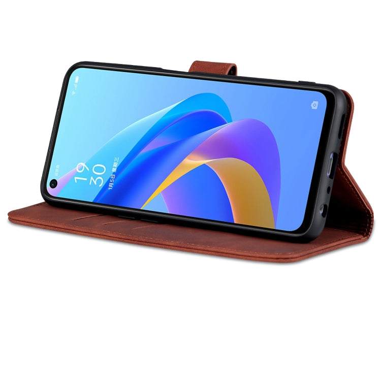 For OPPO A57 5G/Realme Q5i/Realme V23 AZNS Skin Feel Calf Texture Flip Leather Phone Case(Brown)