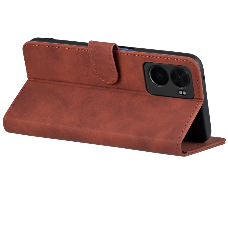 For OPPO A57 5G/Realme Q5i/Realme V23 AZNS Skin Feel Calf Texture Flip Leather Phone Case(Brown)