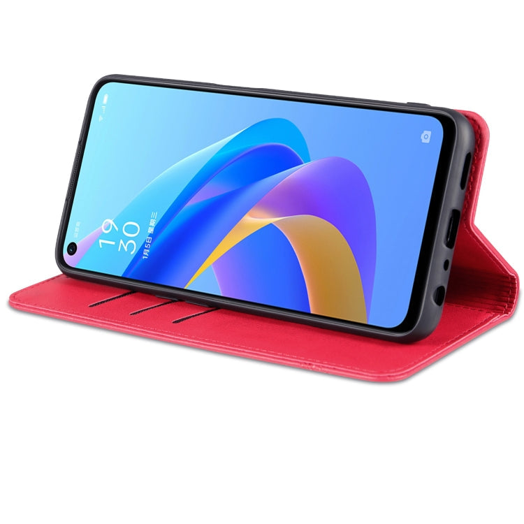 For OPPO A57 5G/Realme Q5i/Realme V23 AZNS Magnetic Calf Texture Flip Leather Phone Case(Red)