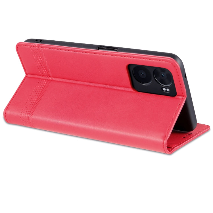 For OPPO A57 5G/Realme Q5i/Realme V23 AZNS Magnetic Calf Texture Flip Leather Phone Case(Red)