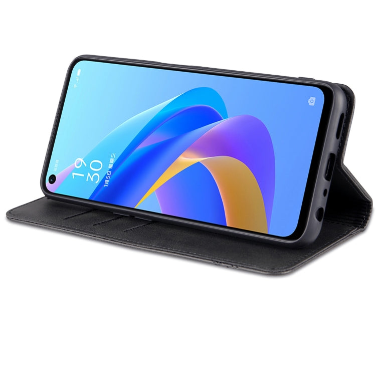 For OPPO A57 5G/Realme Q5i/Realme V23 AZNS Magnetic Calf Texture Flip Leather Phone Case(Black)