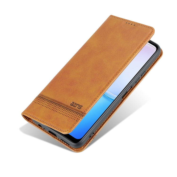 For Huawei Maimang 11 AZNS Magnetic Calf Texture Flip Leather Phone Case(Light Brown)