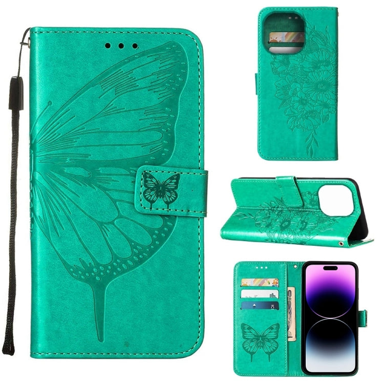 Embossed Butterfly Leather Phone Case, For iPhone 14 Pro Max