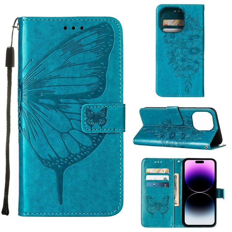 Embossed Butterfly Leather Phone Case, For iPhone 14 Pro Max