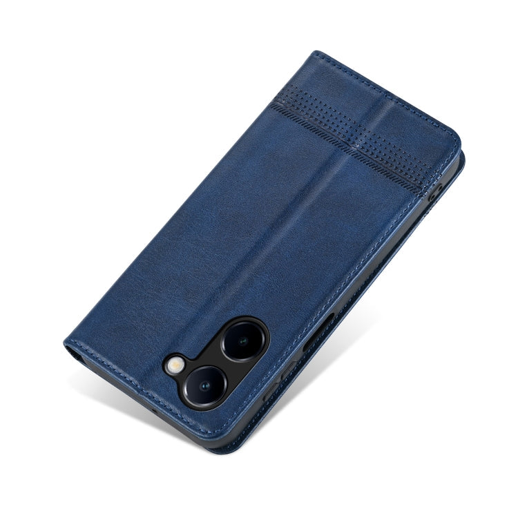 For vivo Y100i 5G AZNS Magnetic Calf Texture Leather Phone Case(Dark Blu)