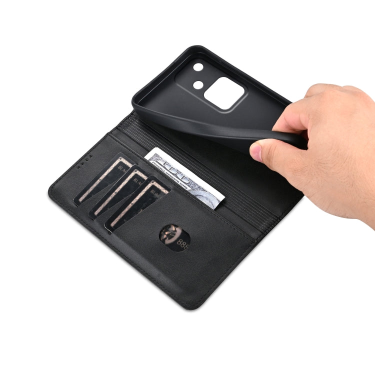 For vivo S18 AZNS Magnetic Calf Texture Leather Phone Case(Black)