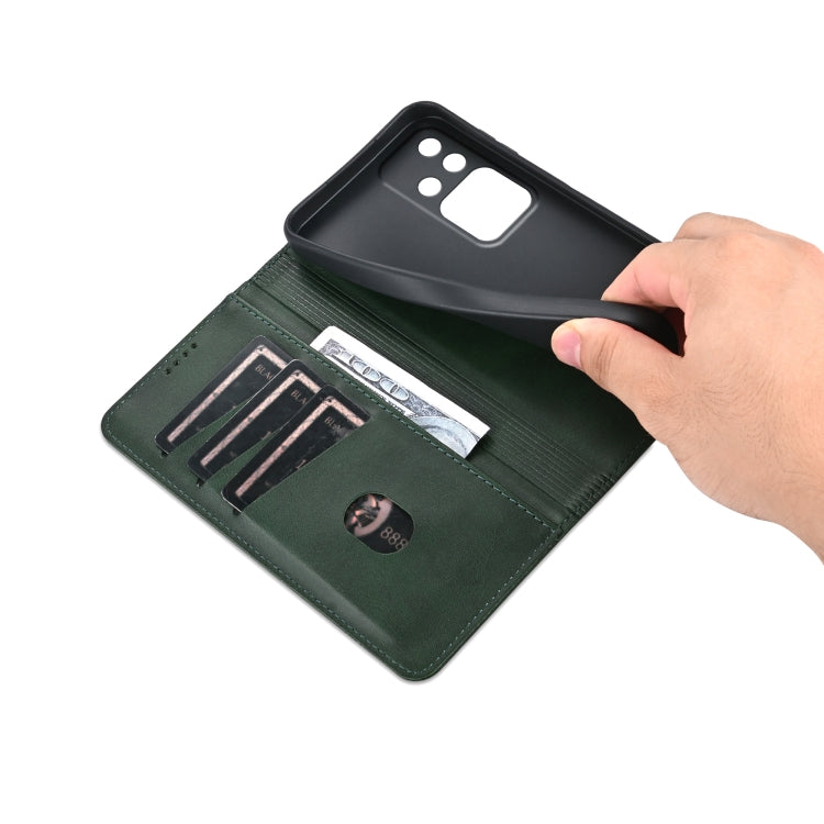 For vivo S18 Pro AZNS Magnetic Calf Texture Leather Phone Case(Dark Green)