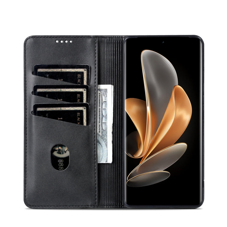 For vivo S18 Pro AZNS Magnetic Calf Texture Leather Phone Case(Black)