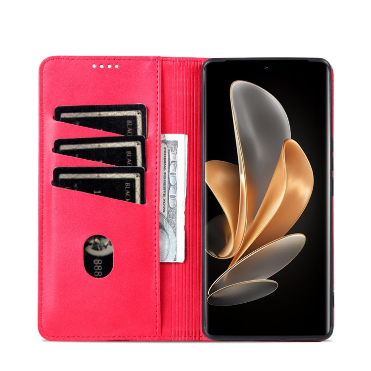 For vivo S18 Pro AZNS Magnetic Calf Texture Leather Phone Case(Red)