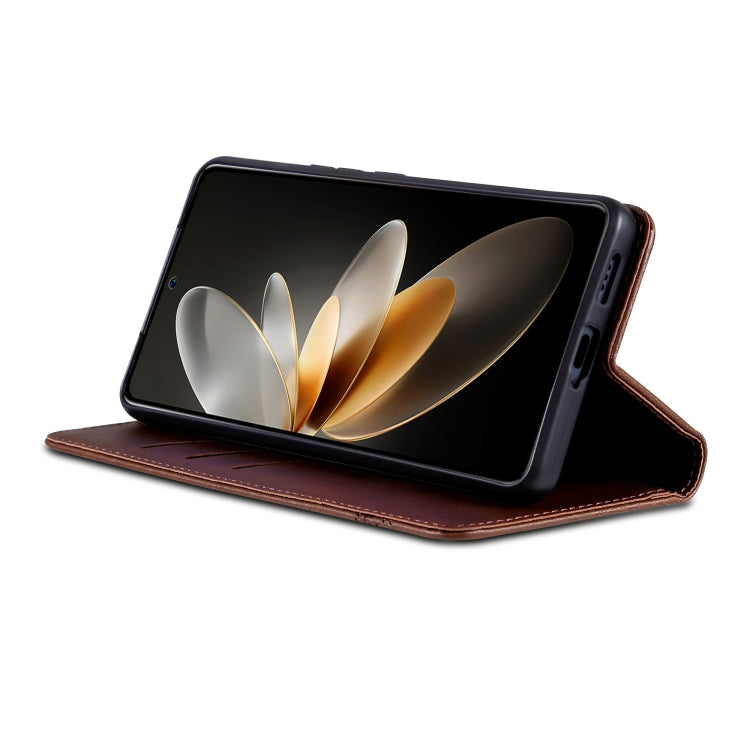 For vivo S18e AZNS Magnetic Calf Texture Leather Phone Case(Dark Brown)