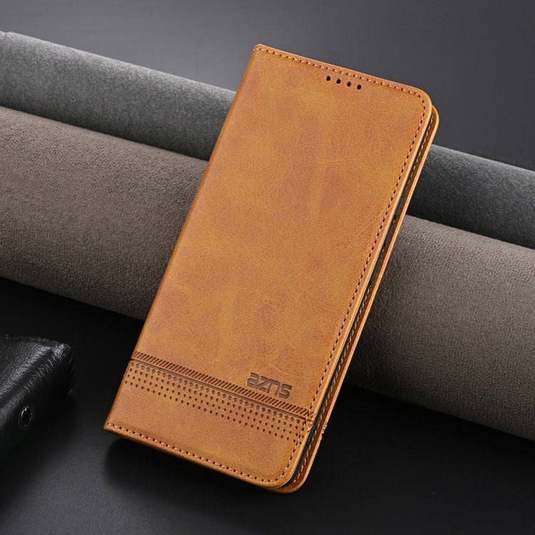 For vivo S18e AZNS Magnetic Calf Texture Leather Phone Case(Light Brown)