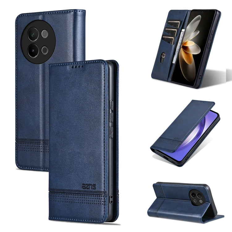 For vivo S18e AZNS Magnetic Calf Texture Leather Phone Case(Dark Blu)