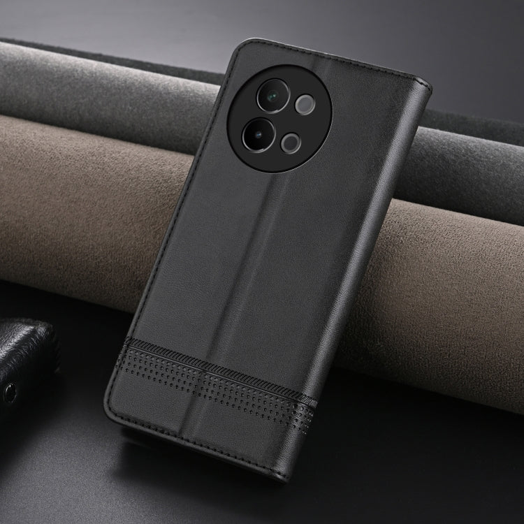 For vivo S18e AZNS Magnetic Calf Texture Leather Phone Case(Black)