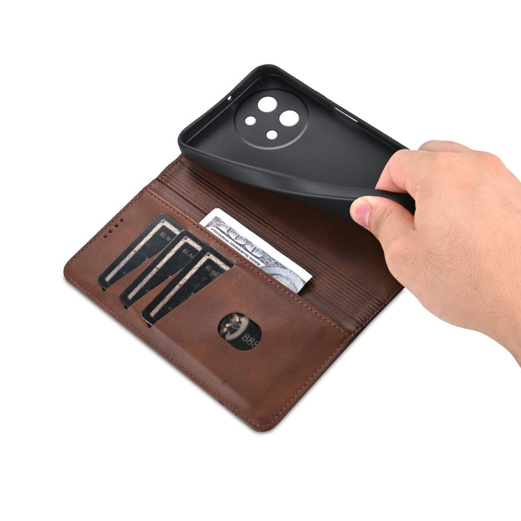 For vivo Y200i 5G/Y38/T3x AZNS Magnetic Calf Texture Leather Phone Case(Dark Brown)