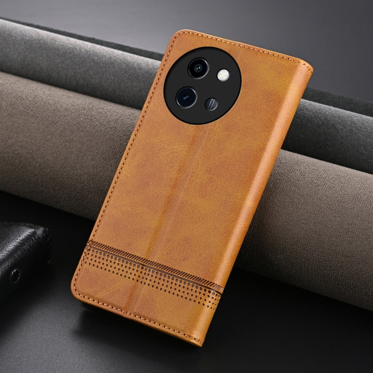 For vivo Y200i 5G/Y38/T3x AZNS Magnetic Calf Texture Leather Phone Case(Light Brown)