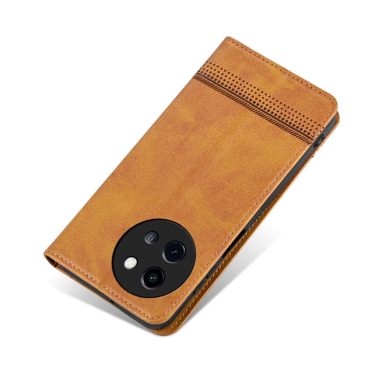 For vivo Y200i 5G/Y38/T3x AZNS Magnetic Calf Texture Leather Phone Case(Light Brown)