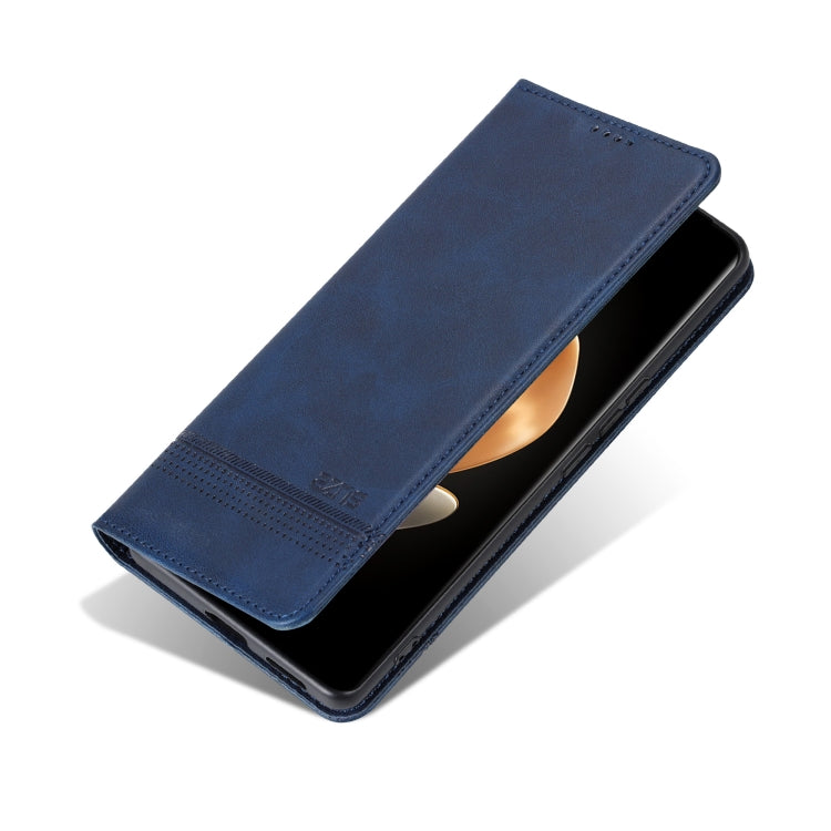 For vivo S19 AZNS Magnetic Calf Texture Leather Phone Case(Dark Blu)