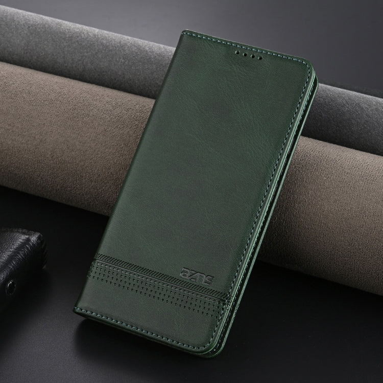 For vivo S19 AZNS Magnetic Calf Texture Leather Phone Case(Dark Green)