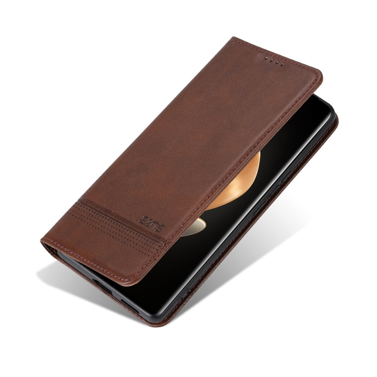 For vivo S19 Pro AZNS Magnetic Calf Texture Leather Phone Case(Dark Brown)