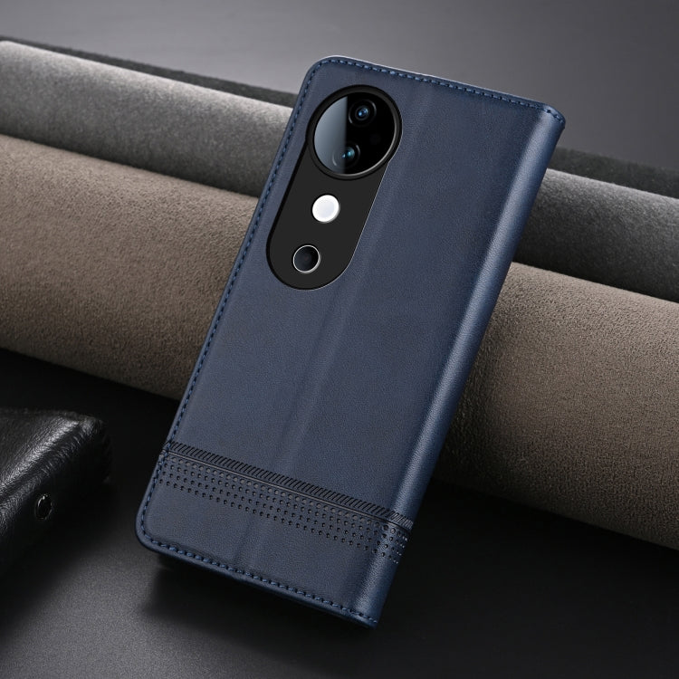 For vivo S19 Pro AZNS Magnetic Calf Texture Leather Phone Case(Dark Blu)