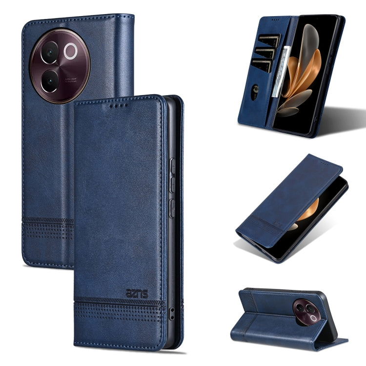 For vivo V30e AZNS Magnetic Calf Texture Leather Phone Case(Dark Blu)