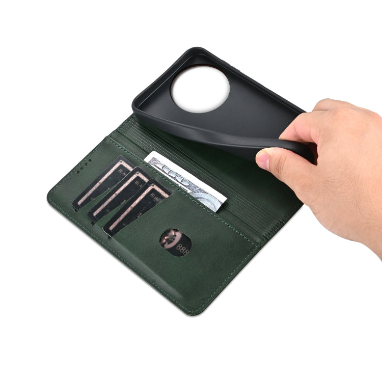 For vivo V30e AZNS Magnetic Calf Texture Leather Phone Case(Dark Green)