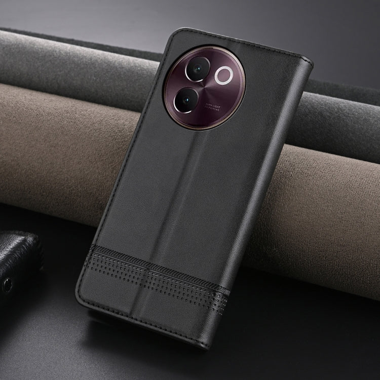 For vivo V30e AZNS Magnetic Calf Texture Leather Phone Case(Black)