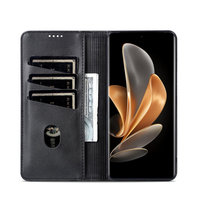 For vivo V30e AZNS Magnetic Calf Texture Leather Phone Case(Black)