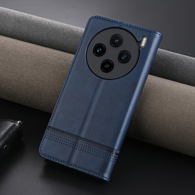 For vivo X100s AZNS Magnetic Calf Texture Leather Phone Case(Dark Blu)