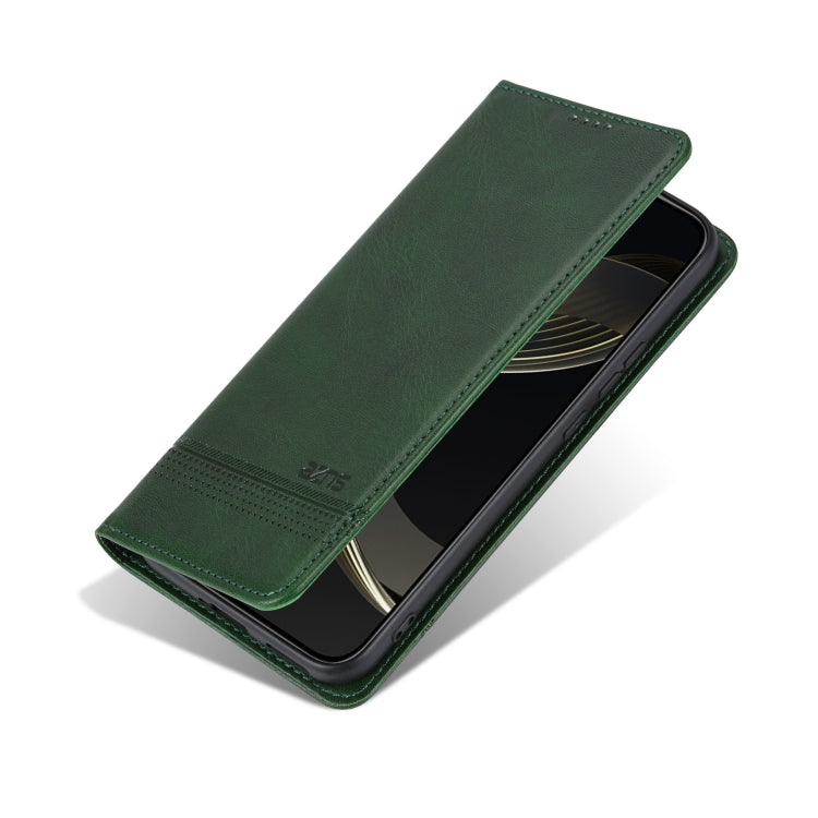 For vivo X100s AZNS Magnetic Calf Texture Leather Phone Case(Dark Green)