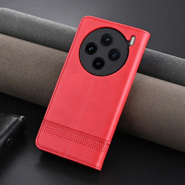 For vivo X100s AZNS Magnetic Calf Texture Leather Phone Case(Red)
