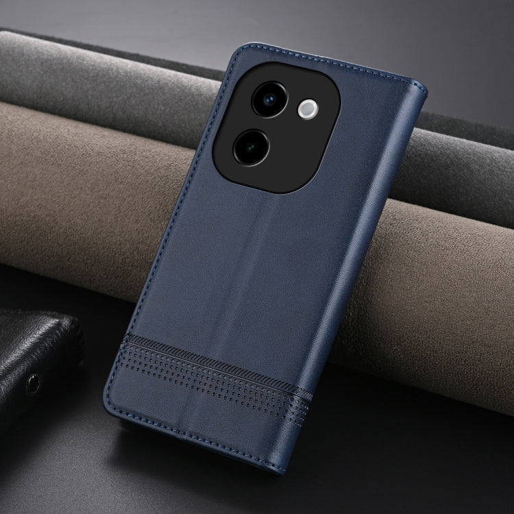 For vivo Y200 5G AZNS Magnetic Calf Texture Leather Phone Case(Dark Blu)