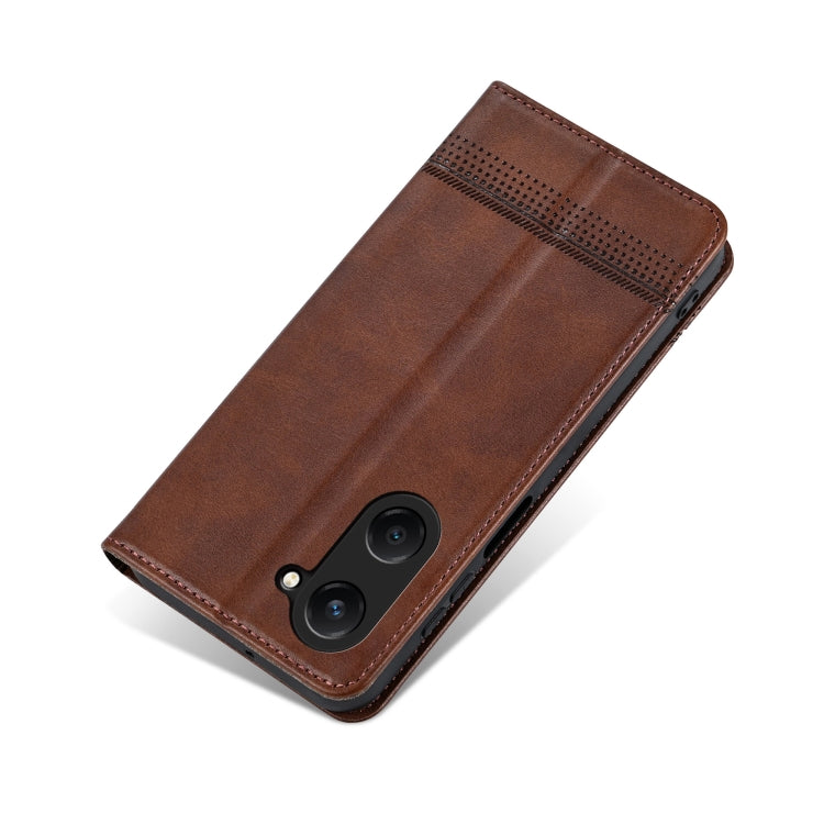 For vivo Y18 / Y18s AZNS Magnetic Calf Texture Leather Phone Case(Dark Brown)
