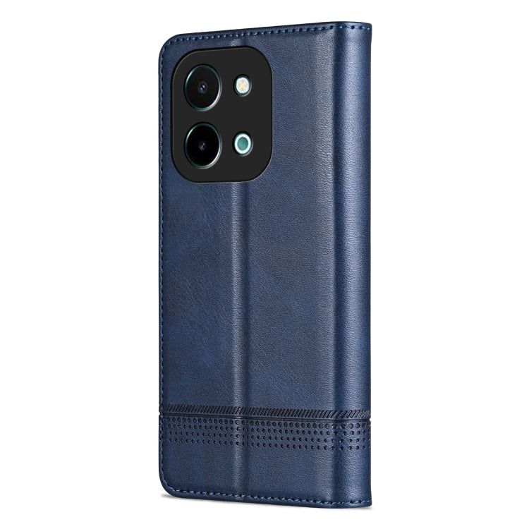 For vivo Y28 4G AZNS Magnetic Calf Texture Leather Phone Case(Dark Blu)
