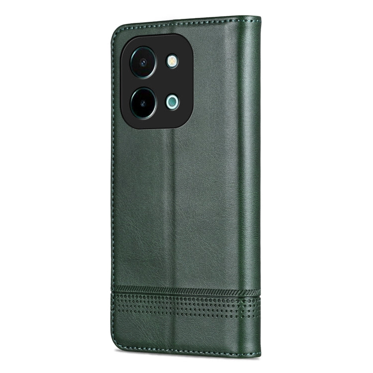 For vivo Y28 4G AZNS Magnetic Calf Texture Leather Phone Case(Dark Green)