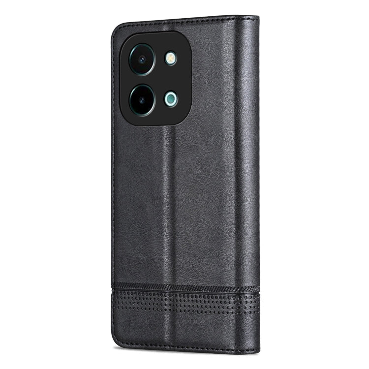 For vivo Y28 4G AZNS Magnetic Calf Texture Leather Phone Case(Black)