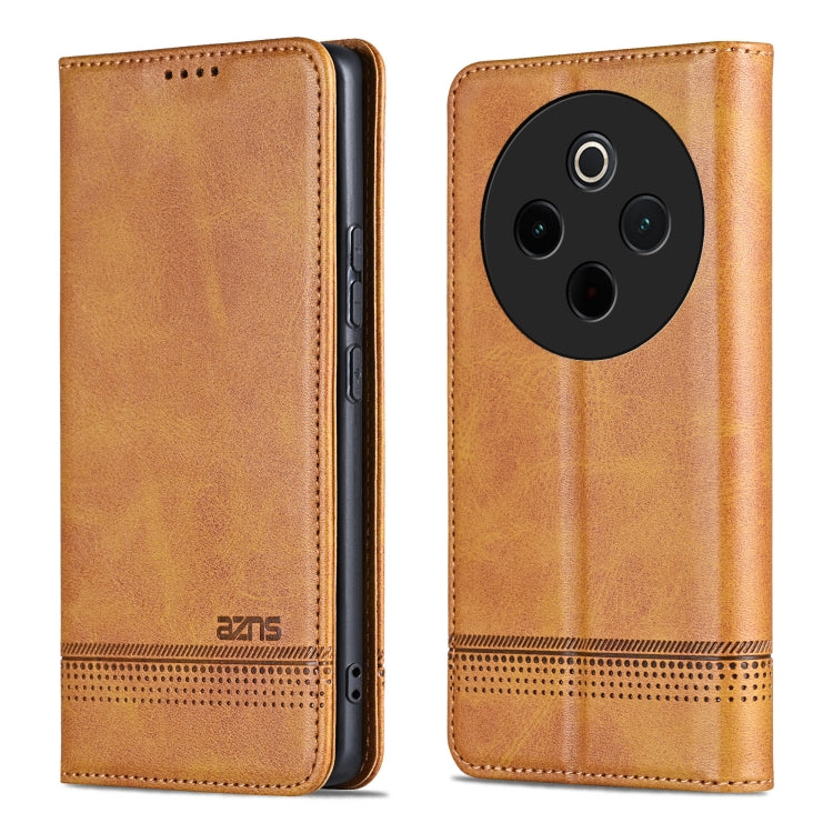 For vivo Y300 Pro AZNS Magnetic Calf Texture Leather Phone Case(Light Brown)