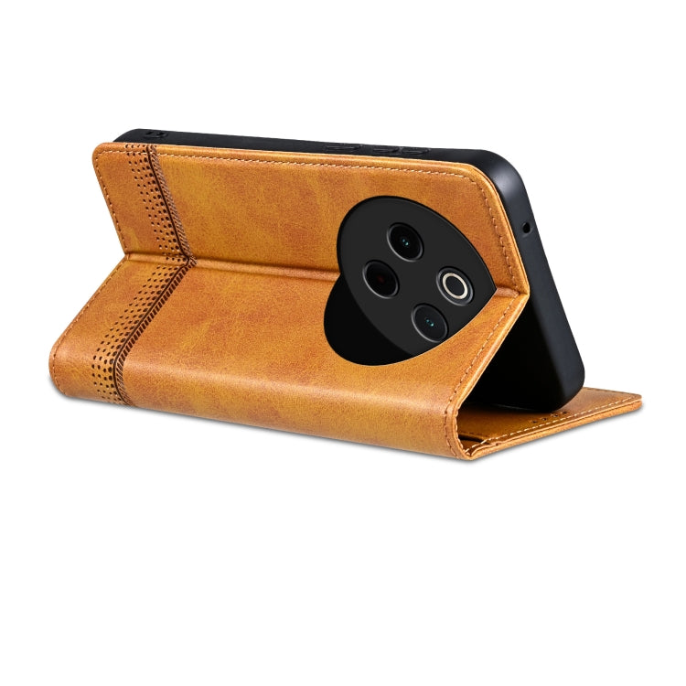 For vivo Y300 Pro AZNS Magnetic Calf Texture Leather Phone Case(Light Brown)