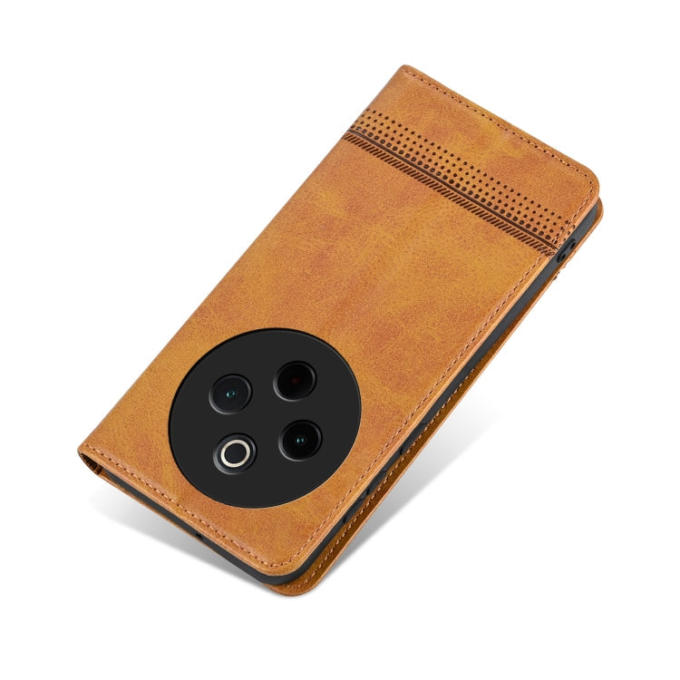 For vivo Y300 Pro AZNS Magnetic Calf Texture Leather Phone Case(Light Brown)